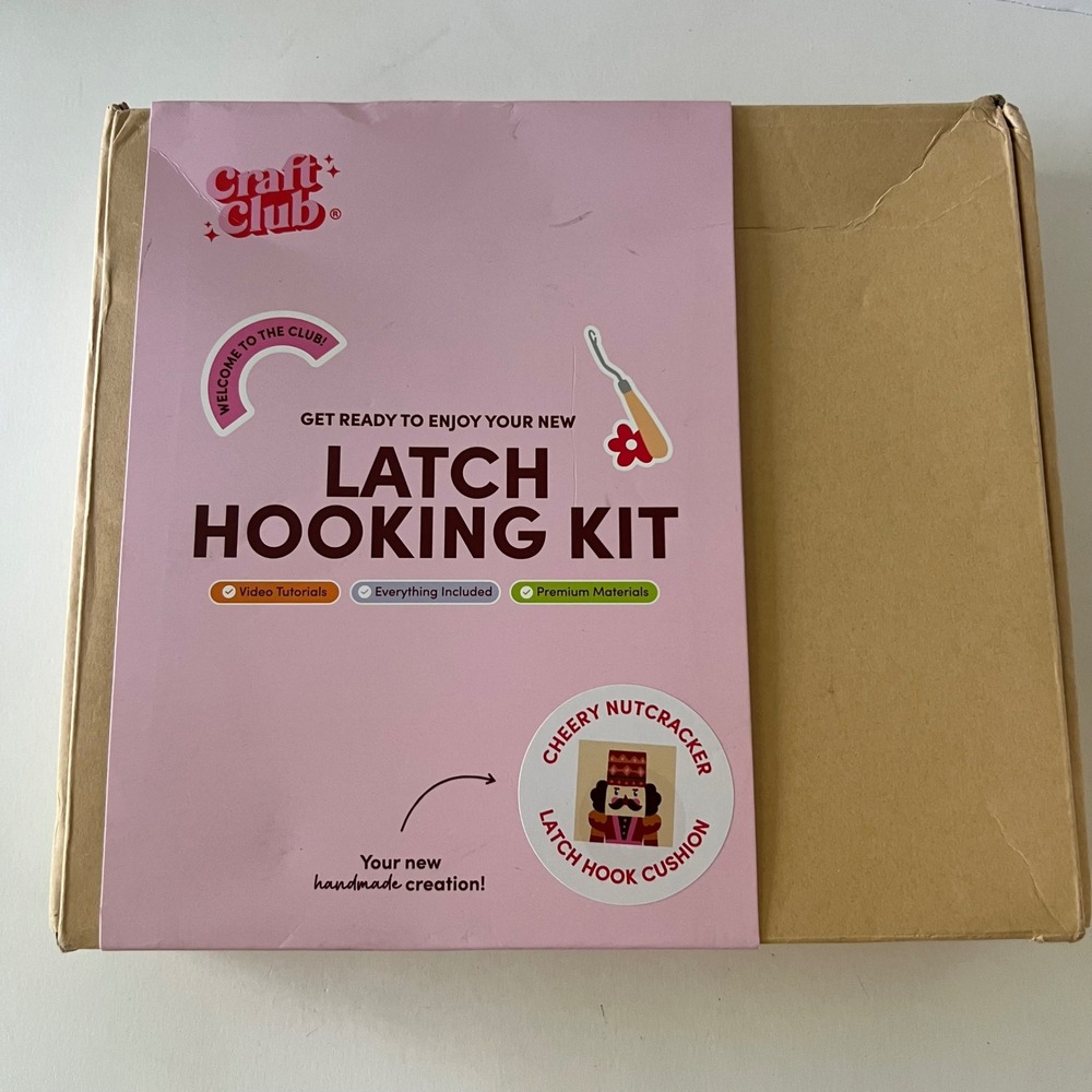 Craft Club Cheery Nutcracker Latch Hooking Kit DIY Cushion Craft Set New